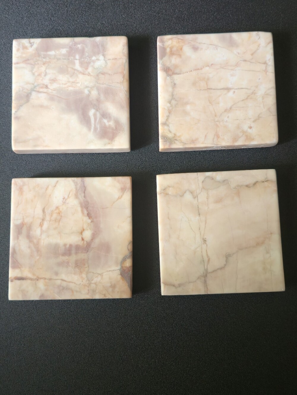 NEW Set of 4 Square Marble Coasters Brown Neutrals